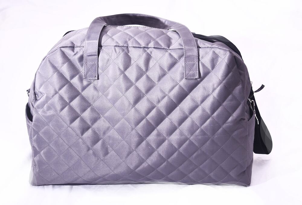 DSW Gray Quilted Weekender Duffel Bag Travel Carry On Shoulder Bag
